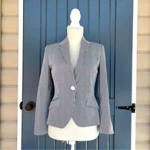 Zara Striped Blazer - Blue and White Women Size Medium